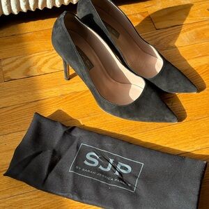 SJP by Sarah Jessica Parker 90mm Fawn Heel in Black Suede